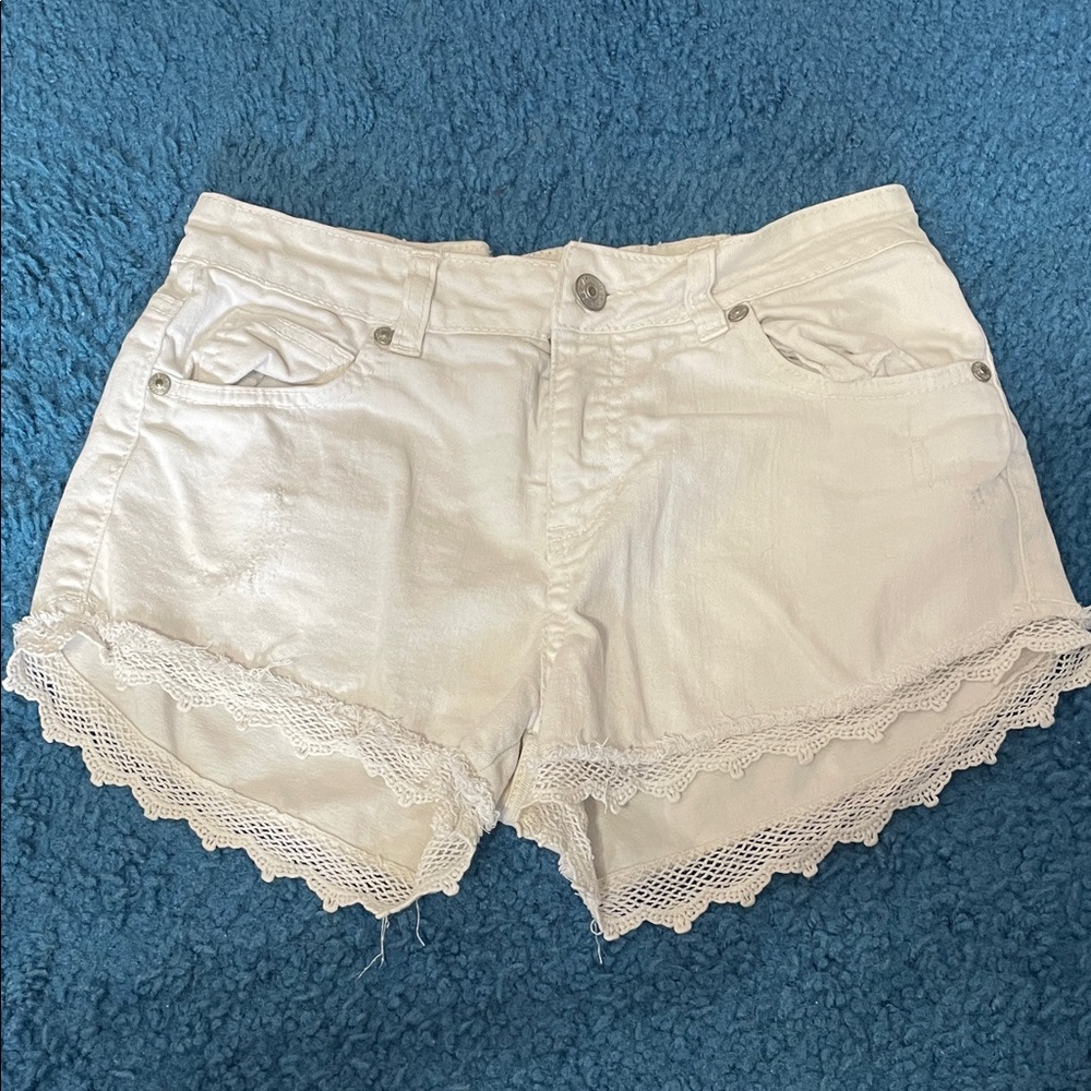 dELiA*s White Jean Shorts with Lace Trim